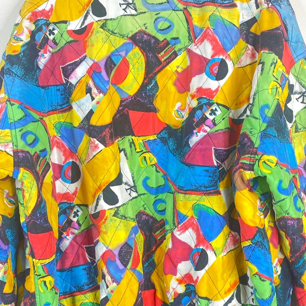 Vintage Robert Stock Silk Bomber Jacket Medium Abstract Graffiti Urban Chic READ - Picture 8 of 16